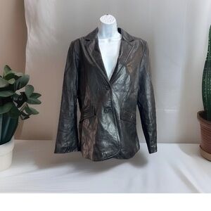 Vintage JLC Soft Leather Blazer Women’s size M Button Down Leather Jacket